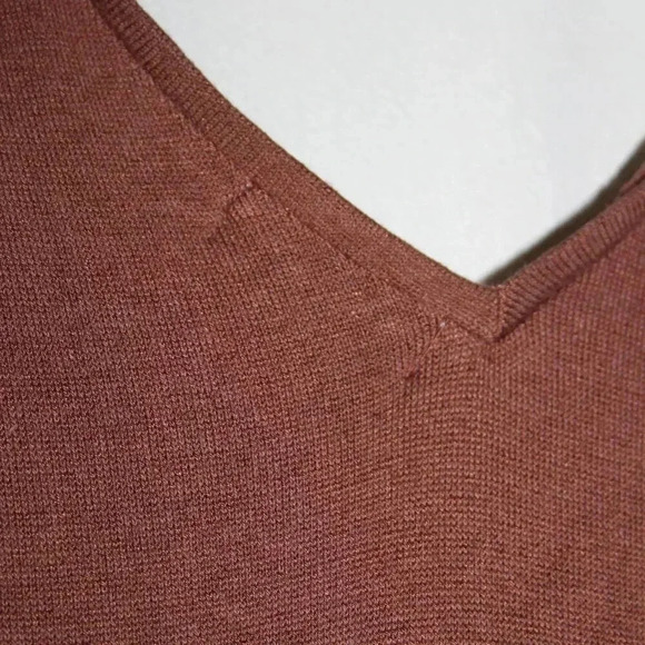 Nordstrom Medium Brown Knit V-Neck Dress Modest NWOT - Picture 14 of 15